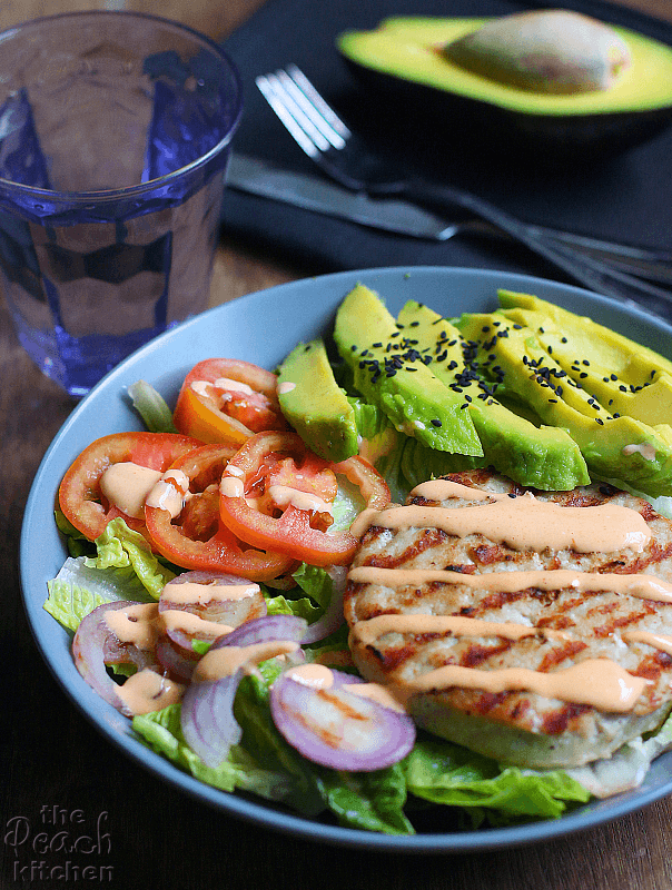 Turkey Burger Bowl with Sriracha Mayo The Peach Kitchen